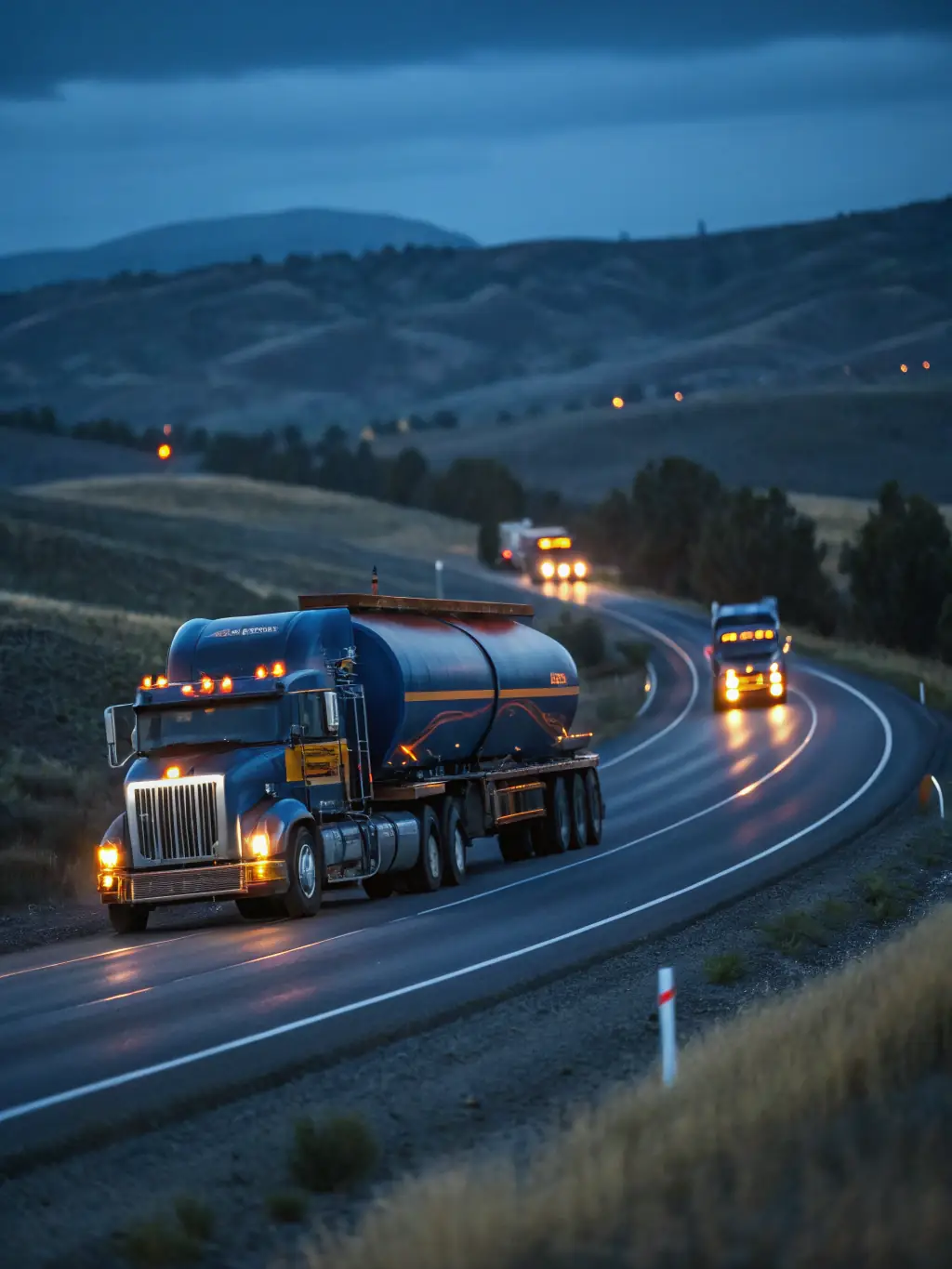 A fleet of trucks on a highway, emphasizing the logistics and transportation aspects that Sentrien's Transportation Management ERP addresses.